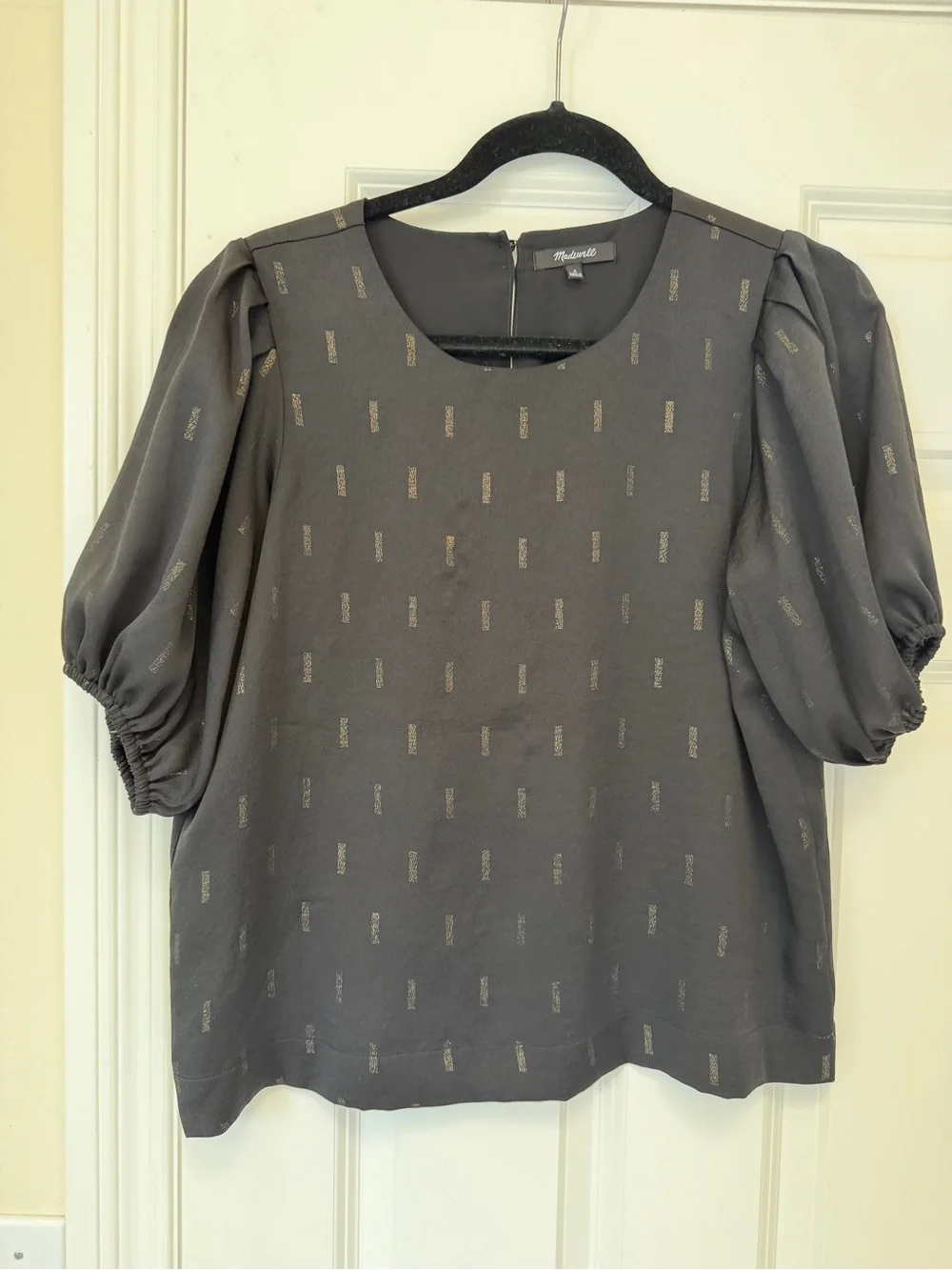 Madewell Black Blouse with Gold Pattern Details